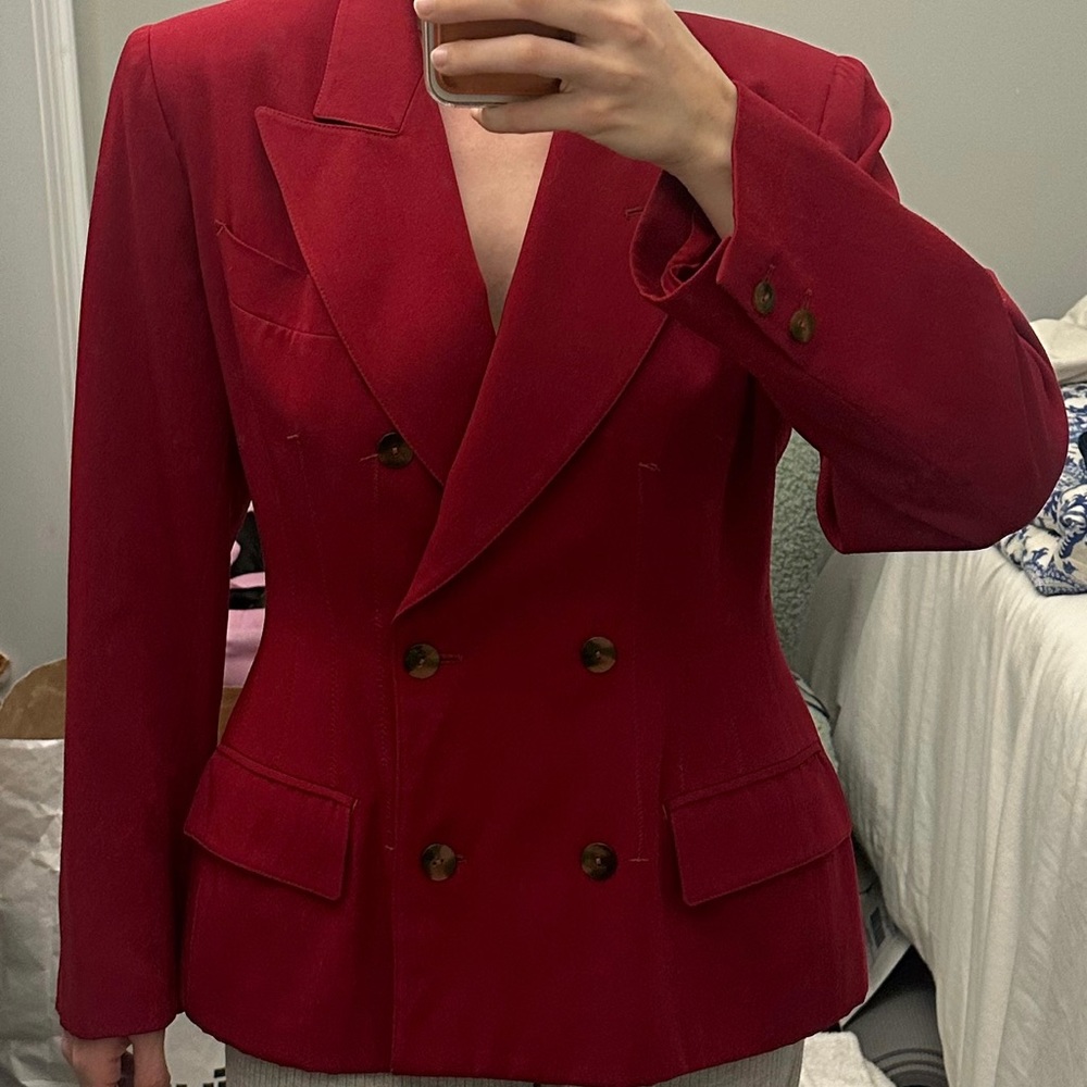 Vintage Jean Paul Gaultier Red Wool Corset Blazer